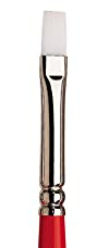 WN Uni S234 S.H. Flat Brush 4, ECFU2344 | White Tips, Synthetic, Multi-Purpose Brushes, For Fluid Oils, Watercolors, and Acrylics, Distinctive Red Handles,