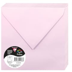 Clairefontaine 5533C - Packung mit 20 Umschlägen Pollen 16,5x16,5 cm, 120g, gefüttert, ideal für Einladungen und Korrespondenz, Premium glattes Papier, Zartrosa, 1 Pack