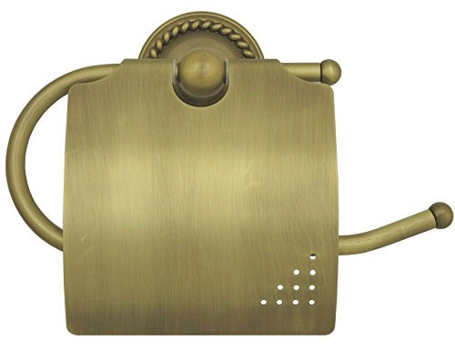 Toilettenpapierhalter mit Deckel Klopapierhalterung Klorollenhalter für Toiletten Papier Retro Klopapierhalter Wandhalterung Antik Braun WC Garnitur für Badezimmer im Landhausstil