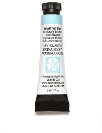Daniel Smith Extra Fine Watercolor Paint, 5ml Tube, Cobalt Teal Blue, 284610028, 0.17 Fl Oz (Pack of 1)
