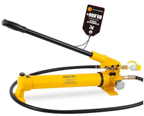 NEWTRY CP700 Manuelle Hydraulikpumpe Handpumpe mit Manometer 9947 psi für Hydraulischer Wagenheber (ohne Ölanzeige)