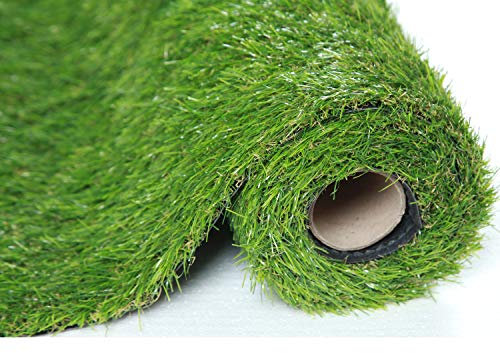 SUMC Artificial Grass Mat Carpet Outdoor Fake Grass Lawn of Green High Density Natural Realistic Looking Garden Turf for Dogs Pets 30mm Pile Height (1M*4M)