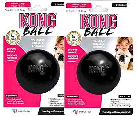 KONG Extreme Ball Hundespielzeug, Größe M/L, Schwarz, 2 Stück