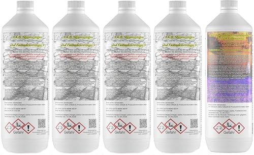 SET 4L A.K.B. Steinreiniger und Fassadenreiniger S Konzentrat und 1L A.K.B. Algenentferner, Grünbelagentferner 60-Fach Vollkonzentrat,Artikel 7905 (4Liter Steins, 1Liter 60Fach)
