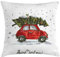 ABAKUHAUS Weihnachten Kissenbezug, Retro-Auto mit Baum, Kissenhülle mit Reißverschluss Waschbar Farbfest Beidseitiger Druck, 40 x 40 cm, Weiß Grün