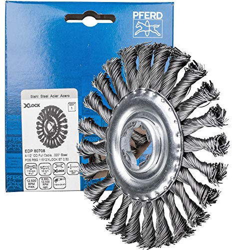 PFERD Rundbürste, 125 x 12mm, gezopft, 0,50mm Stahldraht, X-LOCK (22,23 mm), 43303035 – für schnelle und komfortable Werkzeugwechsel
