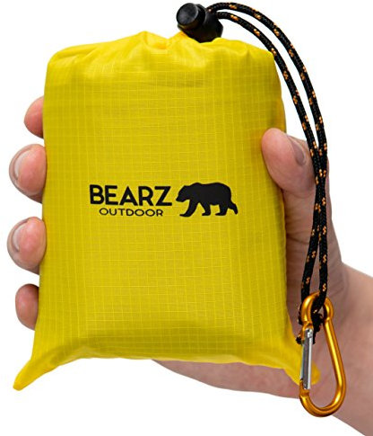 BEARZ Outdoor Decke, Reisedecke, Kompakt Picknickdecke Wasserdicht - Ultraleicht Camping Sitzunterlage Outdoor, Stranddecke Sandfrei, Kleine Campingdecke - Festival, Camping und Wandern Zubehör (Gelb)