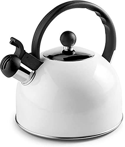 IBILI - Cafetera Silbante Blanca, 2,5 litros, Acero inoxidable, Apto para inducción