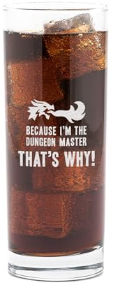 Engraved 'Because I'm The Dungeon Master That's Why!' DND Highball Glass | Dungeons and Dragons Gifts for DM Dungeon Master | Drinking Gifts