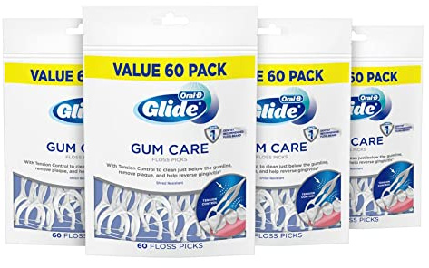 Oral B Glide - Palillos de hilo dental, cuidado de las encías, 60 unidades, paquete de 4