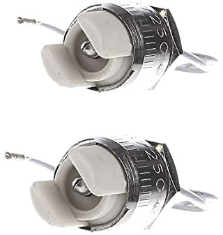 Douille R7s pour halogène/LED en stéatite et métal 220 V 6 A fils de 25 cm de long avec écrou de fixation, paire de 2 pièces