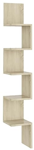 vidaXL Wand Eckregal Bücherregal Wandregal Hängeregal Regal Küchenregal Schweberegal Dekoregal Wohnzimmer Sonoma-Eiche 20x20x127,5cm Holzwerkstoff