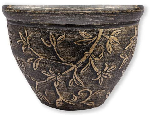 FabFinds Flora Planter Pot Decorative Flower Pots Black Gold (W34cmXH26cm)