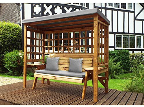 Charles Taylor Wentworth 3 Seat Arbour Grey Cushions Included | Assembled upon delivery | Expertly crafted Wooden Furniture made in the UK | Fully Treated Grey