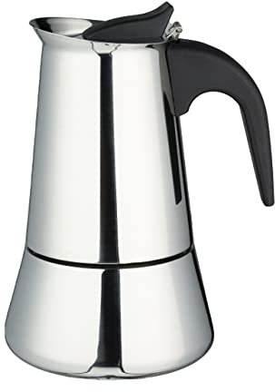 Café Olé Stovetop Espresso Maker, Stainless Steel, 6-Cup – Compatible with Induction, Ceramic, Gas and Electric Stoves, Silver (SEM-06)