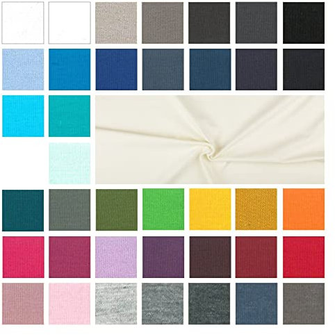 Baumwolljersey Meterware - Jerseystoff - Jersey Uni - Jerseystretch - 38 Farben - Öko-Tex 100 Kl. 1 (Babytauglich) - *** 50 cm x 148 cm ***, Farbe: 051 creme