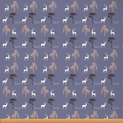 Loussiesd Hirsch Polsterstoff von The Yard Bauernhaus Wildelch Draussen Stoff von The Yard Natur Tier Baum Tierwelt Dekostoff für Polster und Heimwerkerprojekte Lila 184x150cm