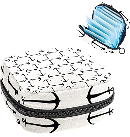 Damen-Damen-Servietten, Handtasche, Damen, Menstruationstasse, Tasche, Mädchen, tragbare Tampon-Aufbewahrungstasche, Piraten, Anker, Totenkopf, Perioden-Tasche mit Reißverschluss