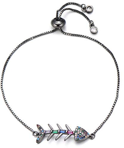 CAZARU Schönes mehrfarbiges Zirkonia Fishbone Armband für Frauen Mädchen verstellbares Kettenarmband Armband Schmuck Geschenk
