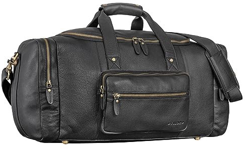 STILORD 'Journey' Reisetasche groß Leder Weekender Bag Handgepäck Tasche Sporttasche Herren Travel Bag Reisetasche Damen Vintage Echtleder Unisex, Farbe:schwarz
