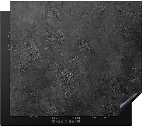 Protège-plaque à induction - Plaque Protection Vitrocéramique Induction - Vinyl - Béton - Texturé - Industriel - Noir - Gris - 59x52 cm - Couvre Plaque de Cuisson - Accessoires de Cuisine