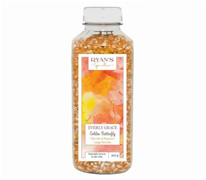 Everly Grace Golden Butterfly Popcornkörner - Popcornmais aus den USA, Butterfly-Kernels mit feiner Flockung, kleine Körner mit wenig Schalen, knuspriges Popcorn für süß und salzig