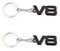 2Pcs V8 Keychain For Car Keyring Decoration Badge V8 Emblem Sticker, Schwarz , One size