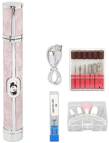Glomora Lucidatore Elettrico Per Unghie Ricarica USB Velocità Regolabile Set di Lime Per Unghie Professionali Per Manicure E Pedicure Rosa
