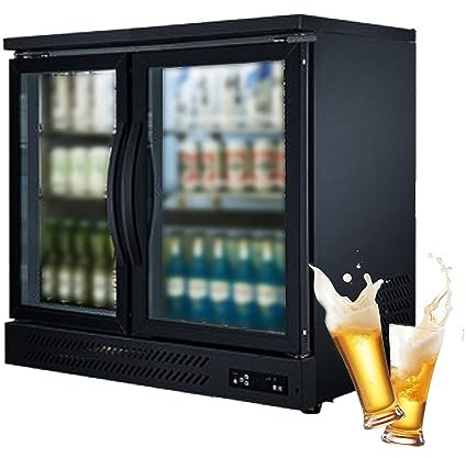 Bar Refrigerator Under Counter,Back Bar Cooler With 2 Glass Doors,Counter Height Beverage Refrigerator,36in Commercial Display Fridge For Beer,Soda Drinks,Wine ( Color : Double Door , Size : 220V )