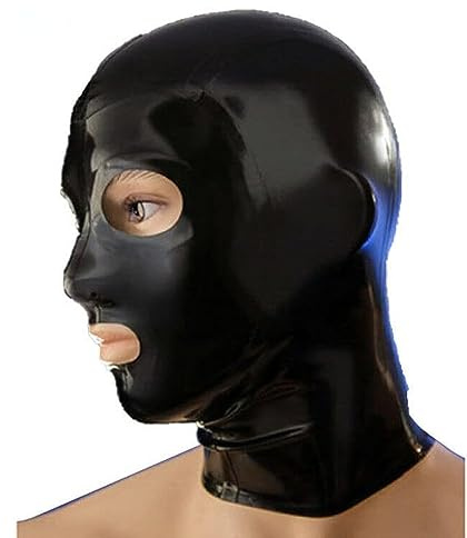 BDSMLV Latex Maske für Männer - Atemspiel, Bondage, Sex, Gummi, Halloween, Cosplay, Extrem SM - Party Kostüm Kopfbedeckung Fetisch BDSM, M, Schwarz