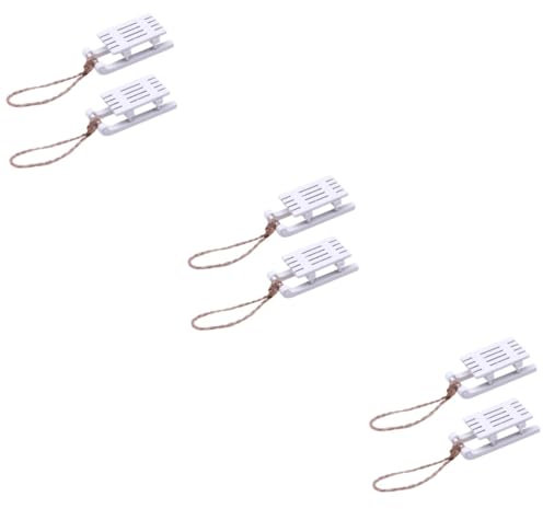 IMIKEYA 6 STK Weihnachtsschlitten Weihnachtsholzschlitten Weihnachtsbaum Anhänger Hängende Weihnachtsverzierung Aus Holz Schlitten Christbaumschmuck Hanfseil Büro Holztisch Weiß Amulett