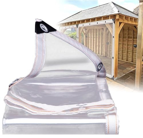 Clear Heavy-Duty Waterproof Outdoor Curtains Clear Gazebos Balcony Tarp, Waterproof PVC Transparent Tarpaulin, PVC Heavy Duty Clear Panel Curtains with Eyelets, for Garden, Plants, Pergola ( Size : 5x