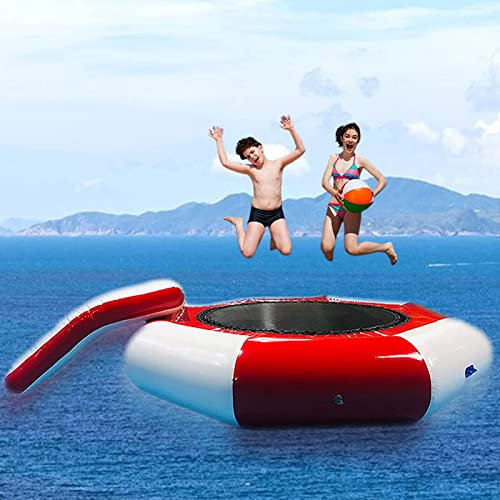Trampolín acuático Inflable, trampolín acuático Inflable al Aire Libre con Plataforma de natación Que rebota con tobogán, trampolín Flotante para Parque acuático