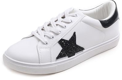 Feversole Women's Featured PU Leather Lace-Up Sneaker,Stella Sneakers Stringate in Pelle PU da Donna