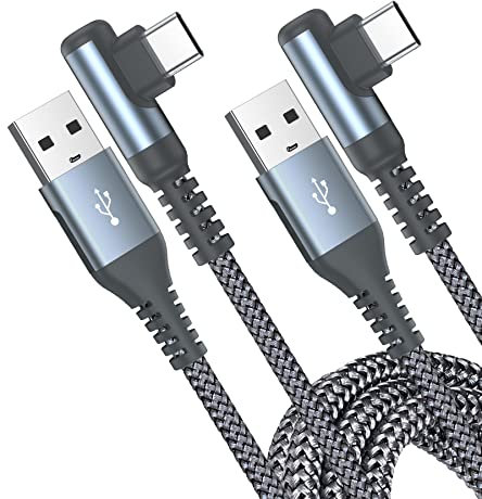 Cavo USB C 3.1A [2 pezzi 1M + 3 M] ricarica rapida, cavo di ricarica ad angolo di 90 gradi i Phone 15 Pro Max Plus Type C per Samsung Galaxy S23 S22 S21 S20 S10 Plus/Ultra/FE Note20, A72 A71 A52 A51