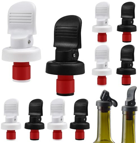 NAROSEBE 10 Pcs Bouchon Bouteille Vin en Plastique Bouchon Bouteille Champagne avec Anneau d'Étanchéité en Silicone Bouchon Bouteille Hermétique Bouchon Bouteille Alcool Réutilisable pour Vin Bière