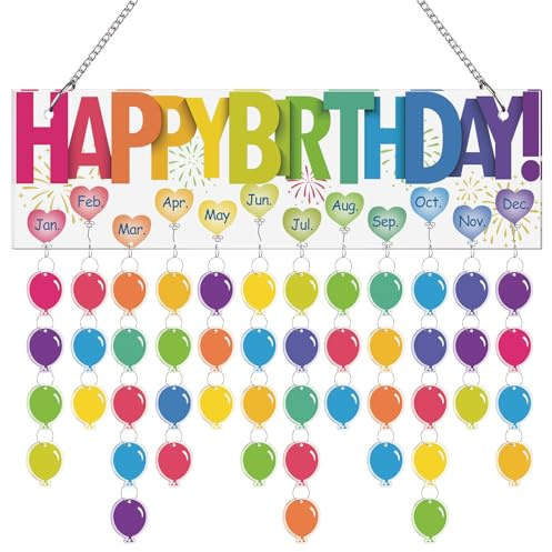 Eersida Birthday Calendar Wall Hanging for Family Classroom, Classic Color