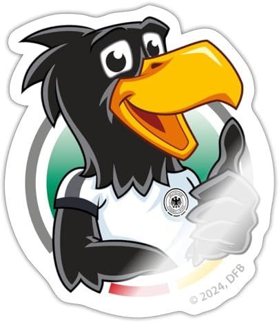 Spreadshirt DFB-Paule In Cooler Pose Mit Daumen Hoch Sticker, max. 10 x 10 cm, 10 x 10 cm, Weiß glänzend