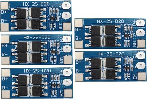 5 Stück 2S 10A HX-2S-D20 7,4V (8,4V) BMS Li-Ion LiPo Schutzplatine Board für NI-Co-Mn-Lithiumzelle, Li-Co-Zelle, Li-Mn-Zelle, LiPo-Zelle