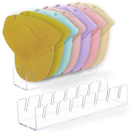 SHEPIN 2 Stück Cap Stand für Baseball Caps, No Installieren Acryl Cap Halter, Hut Organizer Huthalter für 14 Baseballkappen Display und Aufbewahrung, Hutständer für Schlafzimmer, Schrank, Kommode