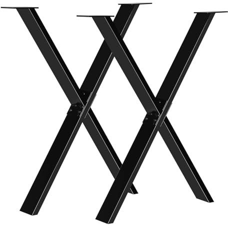 Fruyyzl Patas para Mesas 71cm Hx61cm W, Conjunto de 2 Patas Mesa Comedor Negra, Patas para Muebles Patas Acero X, Patas Muebles Cocina, Patas Mesa para Escritorio de Bricolaje Mesa de Centro