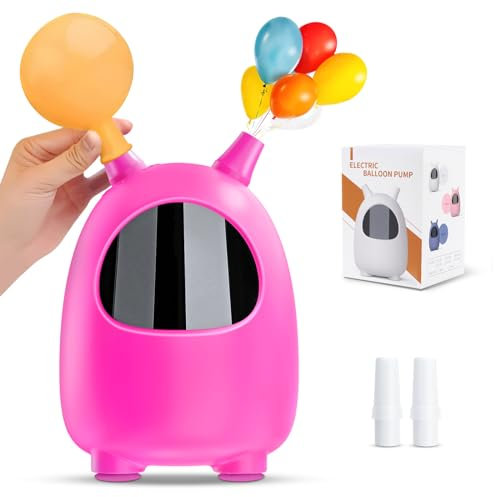 Balloon Pump Electric, Portable Dual Nozzle Balloon Blower Machine, Electric Balloon Inflator for Decoration, Party, Wedding, Graduation (230V, 600W) Magenta