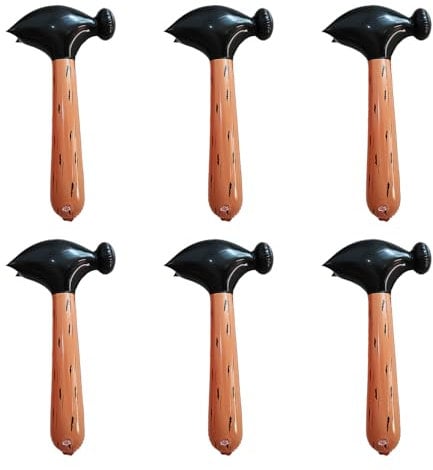HAICN 6Pieces Inflatable Hammer Blow Up Inflated Seaside Crazy Fun Toy Creative Fancy Prop Hammer Accessories for Adult Children Themed Decoration Cosplay Party