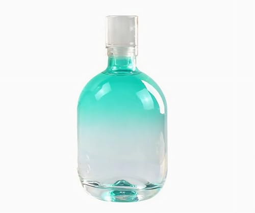 Generic Liquor Bottles,500ML Empty Spirit Bottles with Crystal Seal Stopper, Multiple Colors Storage Bottle for Wine Juice Milk Whiskey Soda Drinks Home Kitchen Decor (Blue), large