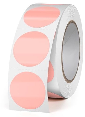FINDAT 500 Stück Rosa 25 mm Runde Thermo-Etiketten Rollen Selbstklebende Drucker-Etiketten Kreis Vinyl Wasserdicht Klebepunkte Aufkleber für Büro Logo Design QR Versand Pink