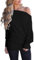 Sxkayxr Off The Shoulder Tops for Women Batwing Long Sleeve Jumpers Shirts Knit Tunic Tops Casual Loose Fit Oversized Pullover Sweaters Black