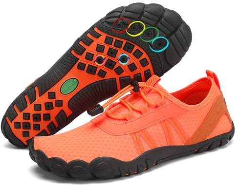 SAGUARO Chaussures Aquatiques Femmes Hommes Séchage Rapide Barefoot Chaussure de Plage deau pour Mer Piscine Surf Nautiques Riviere Baignade Orange,GR.43