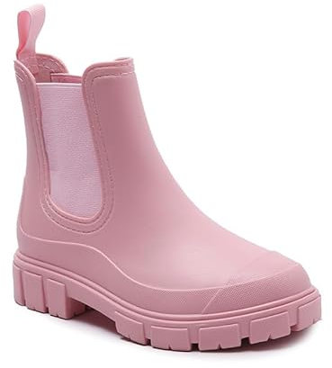 Harssidanzar Donna Caviglia Chelsea Boot Scarpe da Giardino Impermeabili Antiscivolo Stivali da Pioggia Corti per Lavoro all'Aperto HL217EU,Rosa,Taglia 40