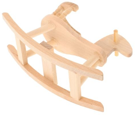 VICASKY Simulation Mini Schaukelpferd Puppenhaus Zubehör Miniatur Holz Mini Zubehör