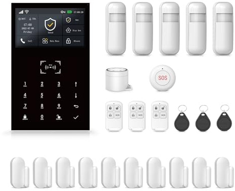 Sistema de Alarma para Seguridad doméstica,Kits de Alarma de Puerta inalámbrica con sensores de Ventana,Detector de Movimiento,alertas instantáneas con 4G gsm/aplicación Tuya